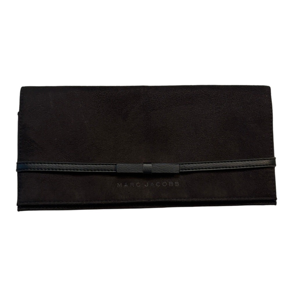 Marc Jacobs Black Suede Bow Clutch Evening Bag Minimalist Rectangular Handbag